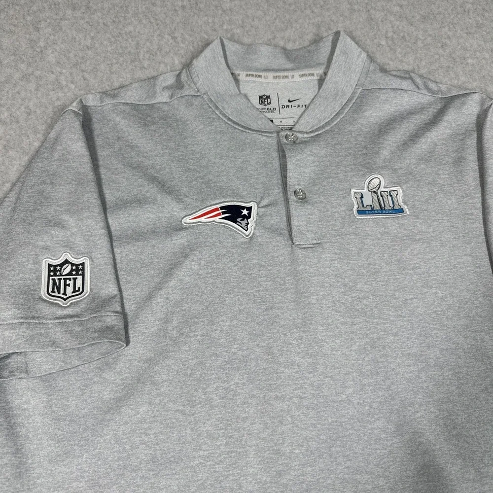 Nike NFL On Field Apparel Men's Super Bowl 52 Patriots‎ Henly Size Large Gray